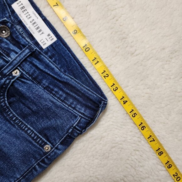 Topman Blue Stretch Skinny Jeans 28 x 30 Medium Dark Wash Button Mid Rise Casual - Picture 7 of 7